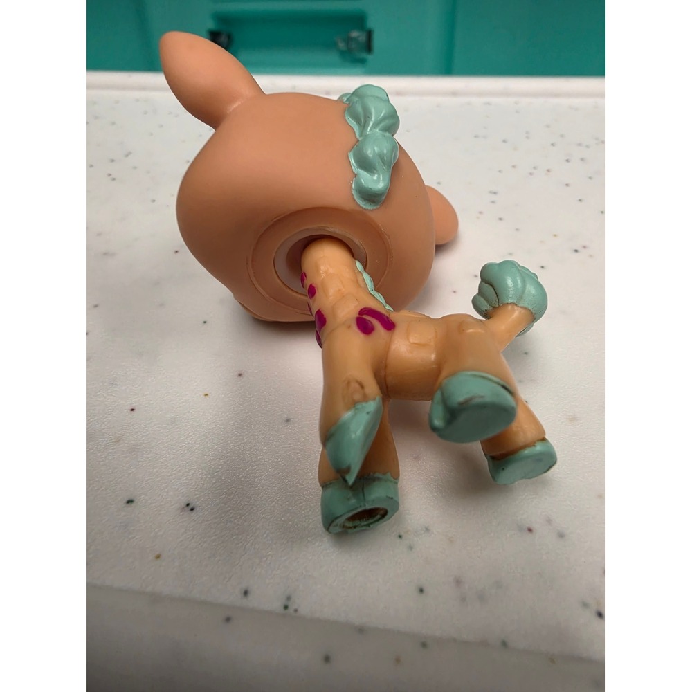 LPS Littlest Pet Shop Giraffe #2303 Teal and Pink Collectable Figure Pet - Picture 14 of 15